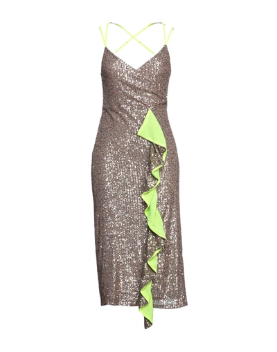 Shop Be Blumarine Woman Midi Dress Khaki Size 6 Polyester, Elastane In Beige