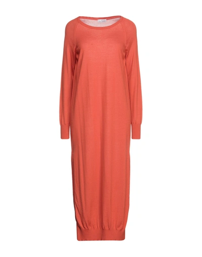 Shop Bruno Manetti Woman Midi Dress Orange Size 6 Merino Wool