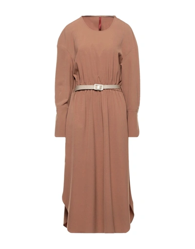 Shop Imperial Woman Midi Dress Camel Size M Polyester In Beige