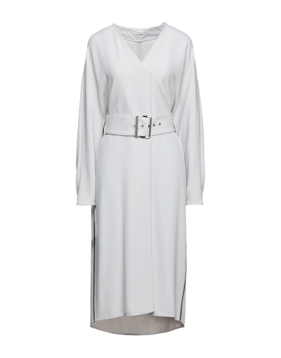 Shop Brunello Cucinelli Woman Midi Dress Light Grey Size Xs Acetate, Silk