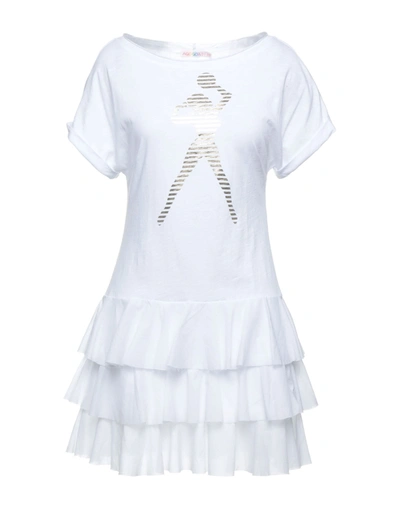 Shop Agogoa Woman Mini Dress White Size S Cotton