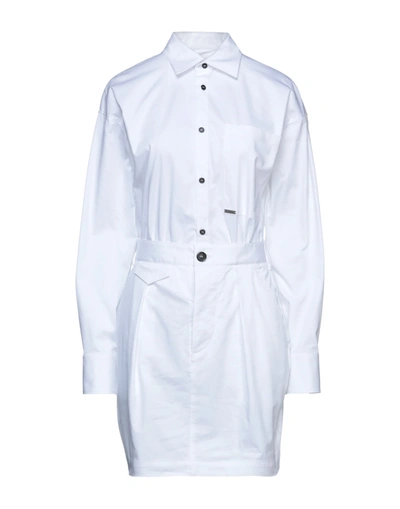 Shop Dsquared2 Woman Mini Dress White Size 6 Cotton, Elastane