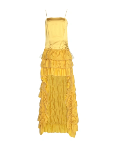 Shop Carla G. Woman Mini Dress Ocher Size 6 Acetate, Viscose, Elastane In Yellow