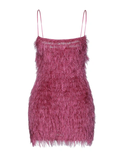 Shop Laneus Woman Short Dress Fuchsia Size 4 Viscose, Mohair Wool, Polyamide In Pink