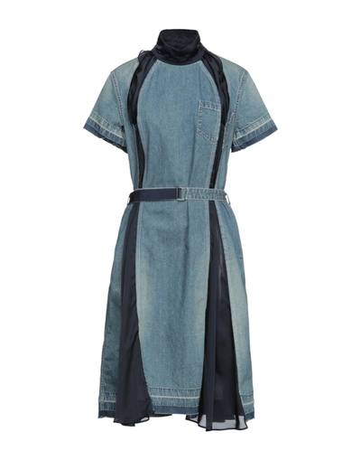 Shop Sacai Midi Dresses In Blue