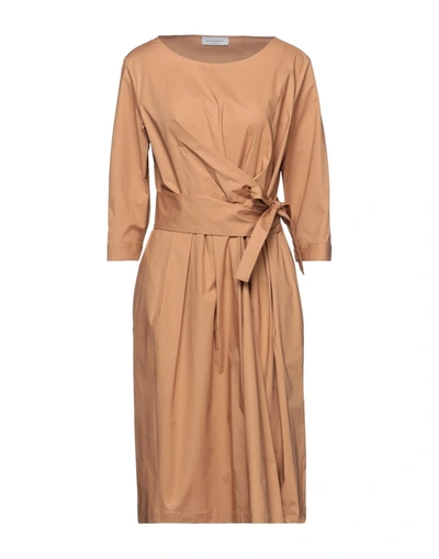 Shop Rosso35 Woman Mini Dress Camel Size 12 Cotton, Elastane In Beige