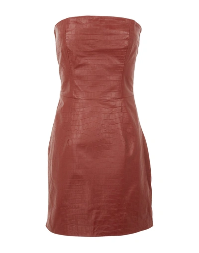 Shop 8 By Yoox Woman Mini Dress Brick Red Size 10 Lambskin