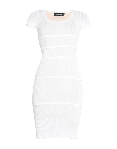 Shop Dsquared2 Woman Midi Dress White Size L Viscose, Polyamide