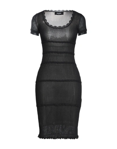 Shop Dsquared2 Woman Midi Dress Black Size Xs Viscose, Polyamide