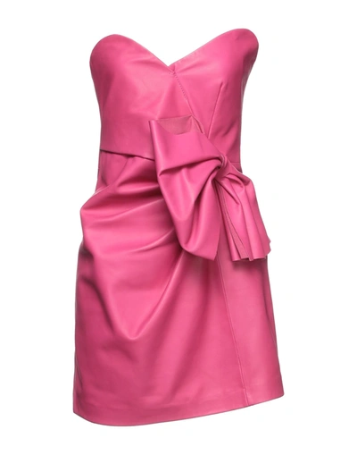 Shop Red Valentino Woman Mini Dress Fuchsia Size 00 Lambskin In Pink