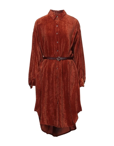 Shop Emma & Gaia Woman Midi Dress Rust Size 8 Viscose In Red