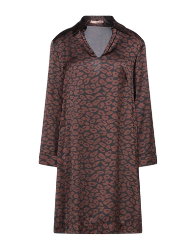 Shop Paola Prata Woman Mini Dress Cocoa Size 10 Polyester In Brown