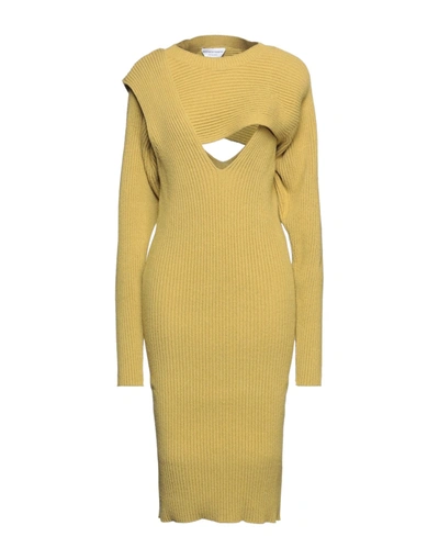 Shop Bottega Veneta Woman Midi Dress Ocher Size L Viscose, Cotton, Polyamide, Polyester In Yellow
