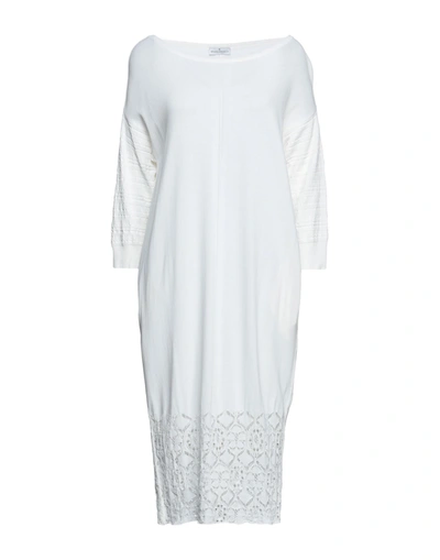 Shop Bruno Manetti Woman Midi Dress Ivory Size 6 Viscose, Polyamide In White