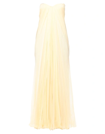 Shop Alexander Mcqueen Woman Long Dress Yellow Size 10 Silk