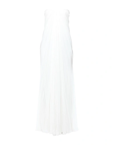 Shop Alexander Mcqueen Woman Long Dress White Size 4 Silk