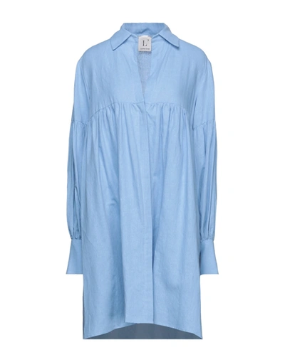 Shop L'autre Chose L' Autre Chose Woman Mini Dress Azure Size 2 Cotton, Linen In Blue