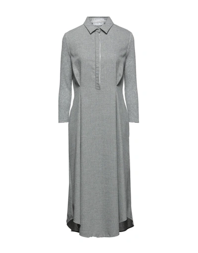 Shop Fabiana Filippi Woman Midi Dress Grey Size 12 Wool, Polyester, Viscose, Polyamide, Elastane