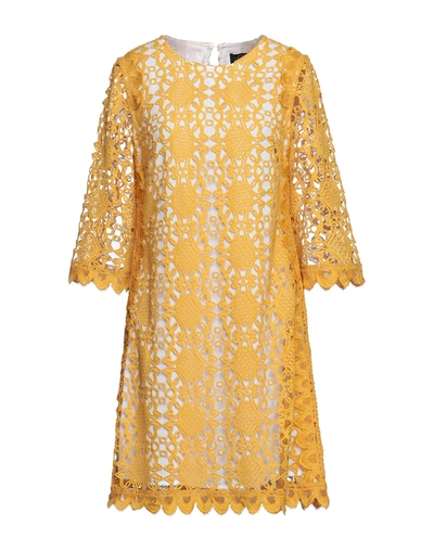 Shop Clips Woman Mini Dress Ocher Size 8 Polyester In Yellow