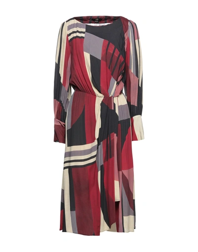 Shop Seventy Sergio Tegon Woman Midi Dress Burgundy Size 8 Viscose In Red