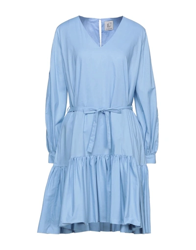 Shop L'autre Chose L' Autre Chose Woman Mini Dress Azure Size 10 Cotton In Blue