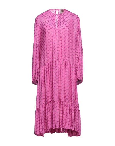 Shop L'autre Chose L' Autre Chose Woman Midi Dress Fuchsia Size 4 Viscose, Metallic Fiber In Pink
