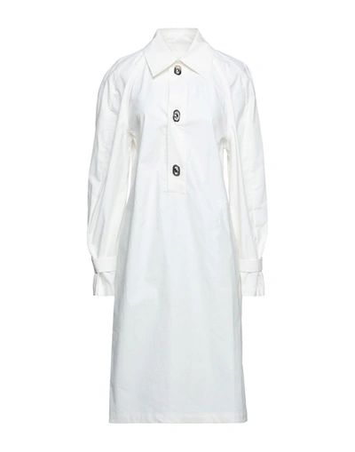 Shop Bottega Veneta Woman Midi Dress White Size 6 Cotton, Polyurethane Resin