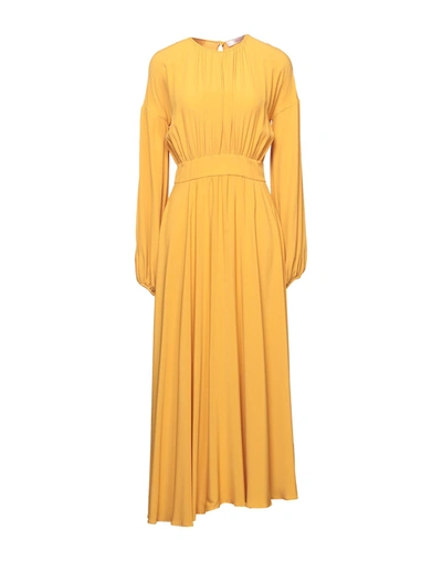 Shop Liviana Conti Woman Midi Dress Ocher Size 4 Acetate, Silk In Yellow