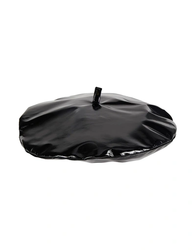 Shop 8 By Yoox Patent Basque Woman Hat Black Size Onesize Polyurethane, Polyester