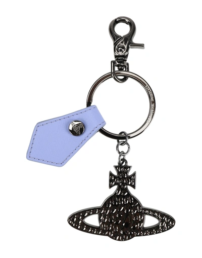 Shop Vivienne Westwood Woman Key Ring Light Purple Size - Metal, Soft Leather