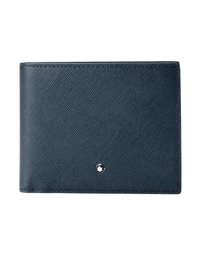 Shop Montblanc Sartorial Wallet 6cc Man Wallet Blue Size - Calfskin