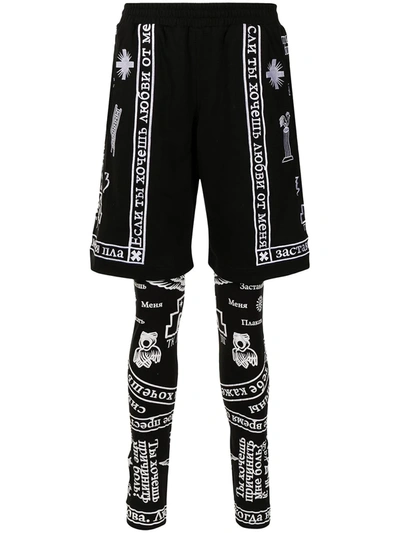 Shop Ktz Church-print Legging Shorts In Black