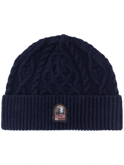 Shop Parajumpers Logo-patch Beanie In Blue