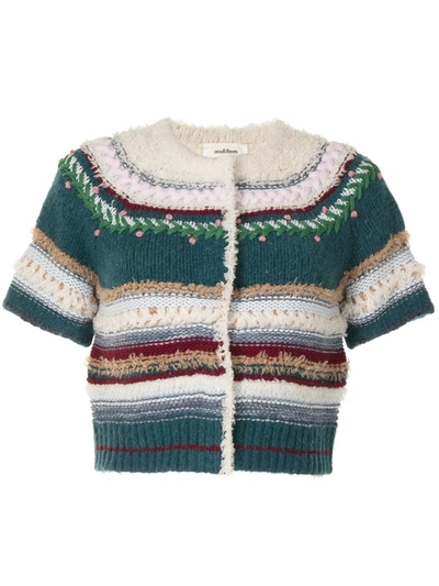 Shop Onefifteen Striped Crochet-knit Top In Green