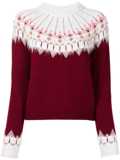 Shop Onefifteen Intarsia-knit Long-sleeve Jumper In Red