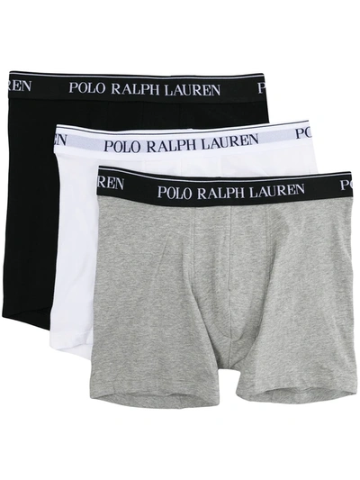 Shop Polo Ralph Lauren Logo Waistband Boxer Briefs (set Of Three) In Black