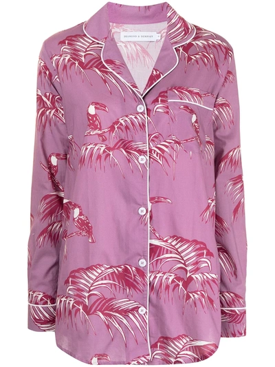 Shop Desmond & Dempsey Tree-print Pyjama Set In Purple