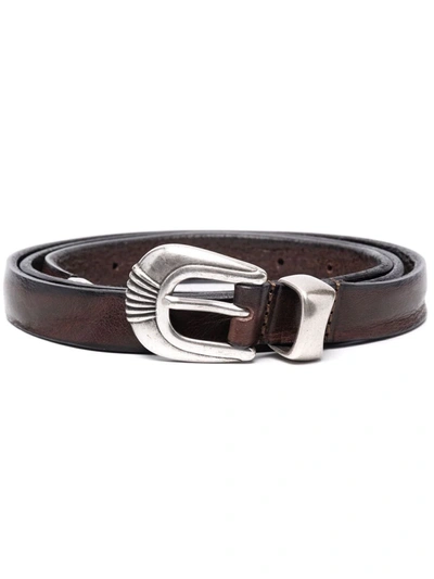 Shop Tagliatore Embellished-buckle Leather Belt In Brown