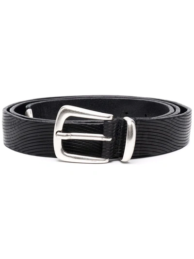 Shop Tagliatore Two-tone Leather Belt In Black