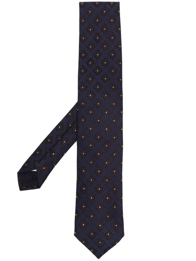 Shop Lardini Patterned Jacquard Tie In Blue