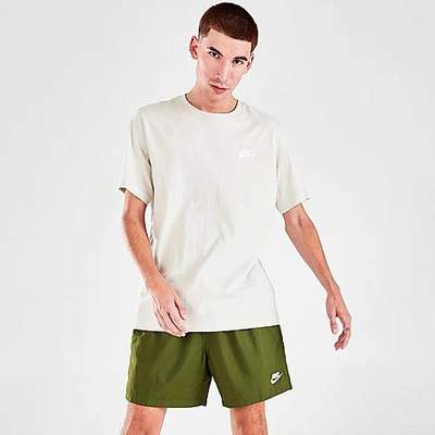 Shop Nike Men's Sportswear Flow Woven Shorts In Rough Green/white