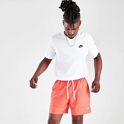 Shop Nike Men's Sportswear Flow Woven Shorts In Magic Ember/white