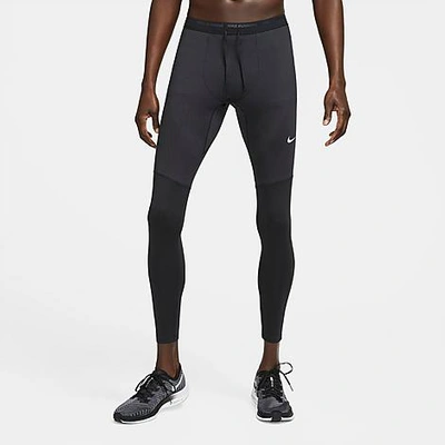 Shop Nike Men's Phenom Elite Dri-fit Running Tights In Black/reflective Silver