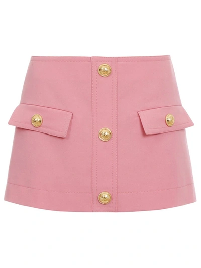 Shop Balmain Low-rise Mini Skirt Rose Pink