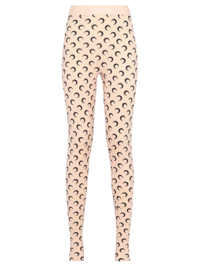 Shop Marine Serre Second Skin All Over Moon Leggings In Tan