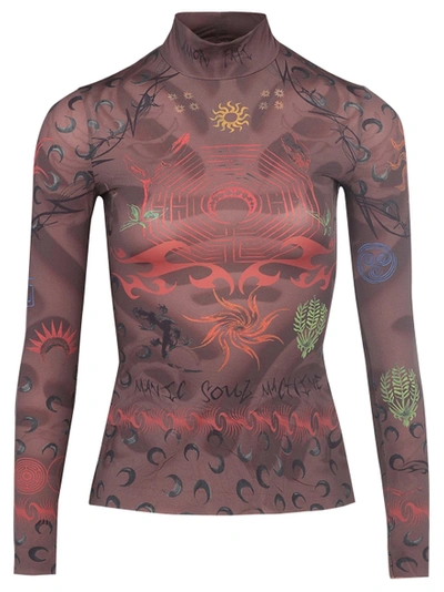 Brown & Multicolor Second Skin Tattoo Top
