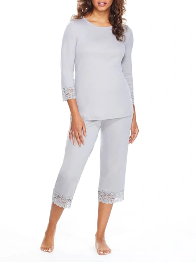 Shop Hanro Moments Cropped  Knit Pajama Set In Essential
