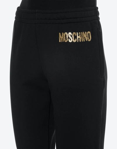 Shop Moschino Painted 3d Logo Fleece Jogging In Black