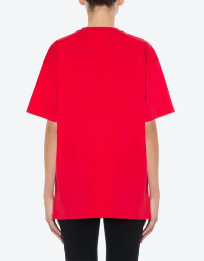 Shop Moschino Painted Teddy Bear Jersey T-shirt In Red