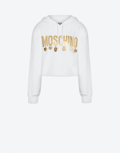 Shop Moschino Charms Short Sweatshirt In White